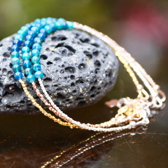 Black Opal Bracelet, Karen Hill Tribe Pure Silver, Rose Gold or Yellow Gold - Picture 16 of 16